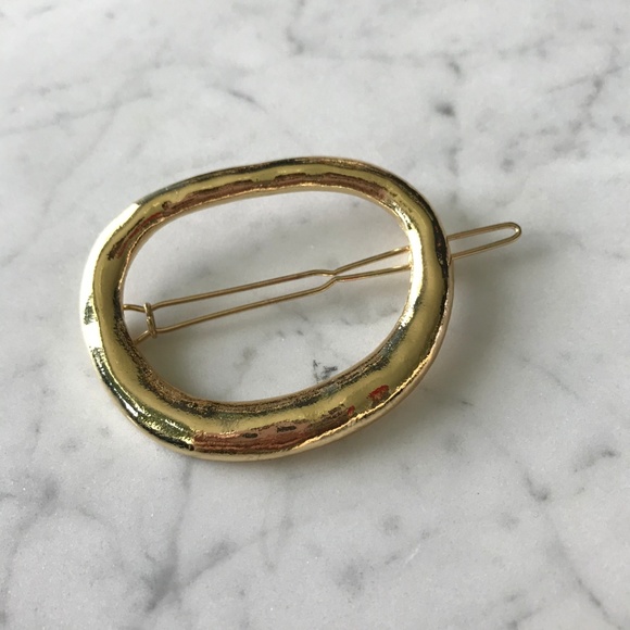 Gold Metal Natural Round Hair Clip - Picture 3 of 4